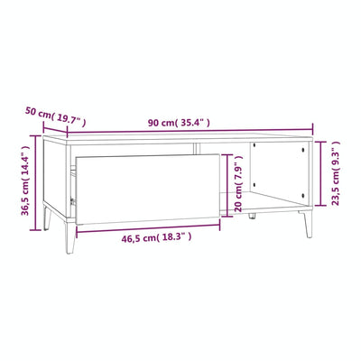 sofabord 90x50x36,5 cm konstrueret træ betongrå