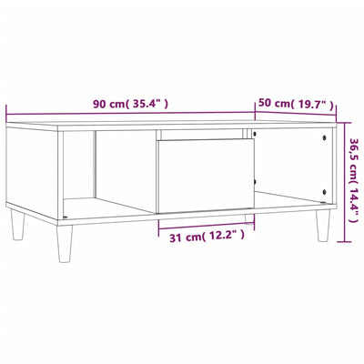 sofabord 90x50x36,5 cm konstrueret træ sonoma-eg