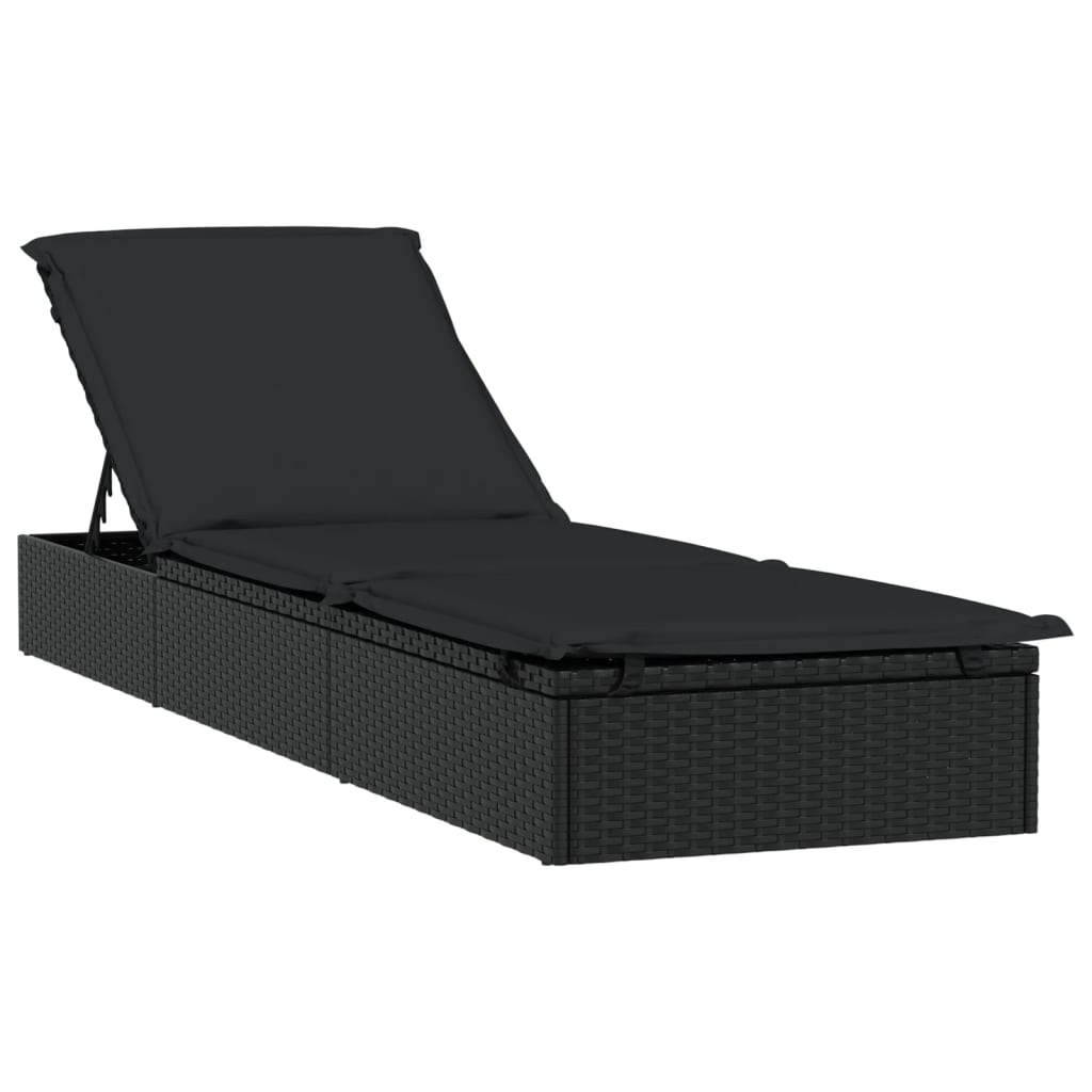 liggestole 2 stk. med bord polyrattan sort