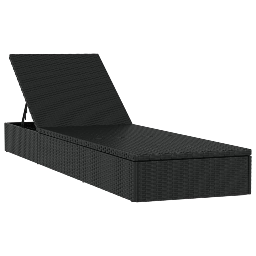 liggestole 2 stk. med bord polyrattan sort