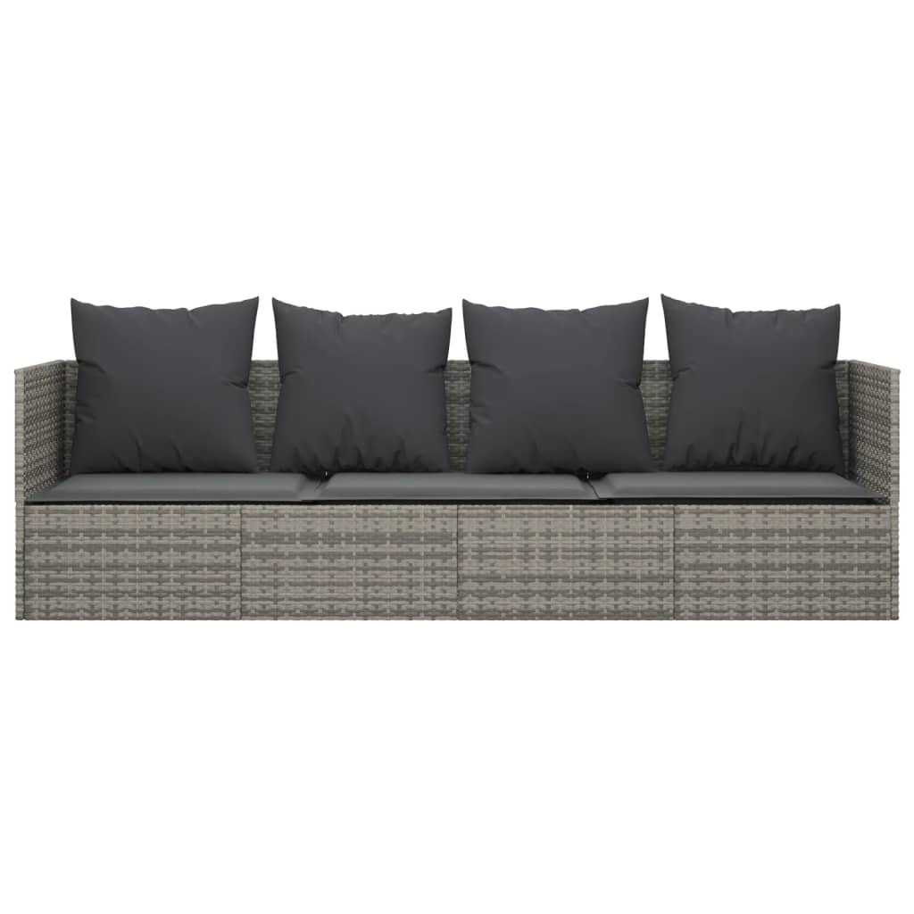 udendørs loungesofa med hynder polyrattan grå