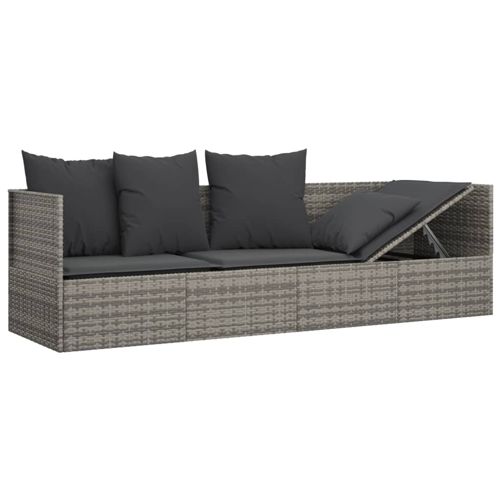 udendørs loungesofa med hynder polyrattan grå