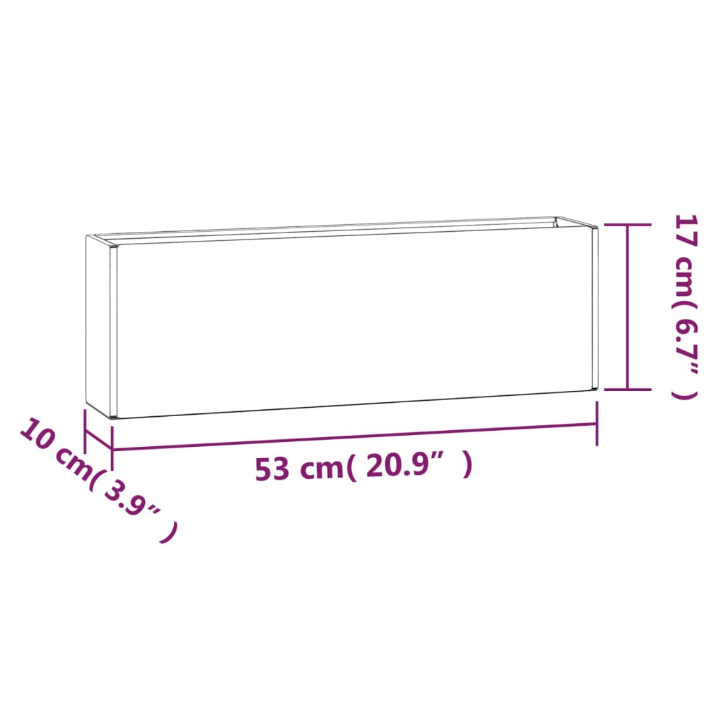 væghængte plantekasser 2 stk. 53x10x17 cm cortenstål rustfarvet