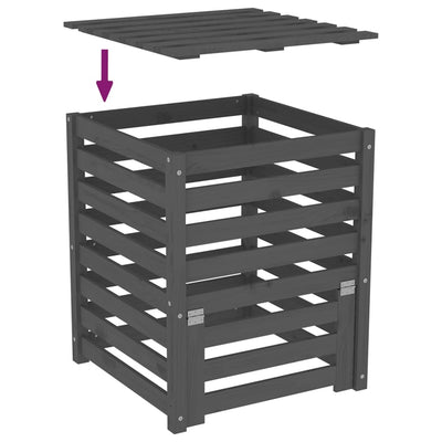 kompostbeholder 63,5x63,5x77,5 cm massivt fyrretræ Grå
