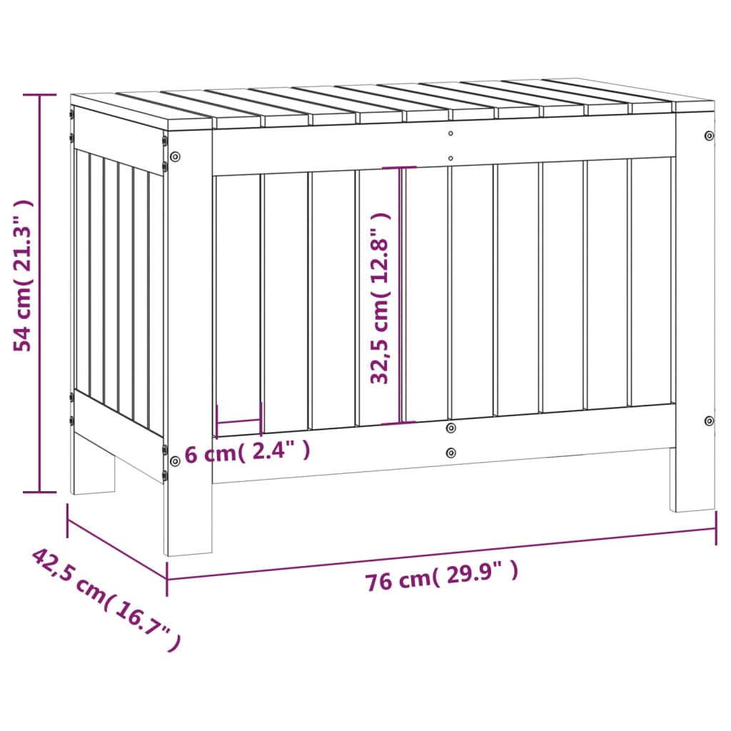 opbevaringskasse til haven 76x42,5x54 cm massivt fyrretræ sort