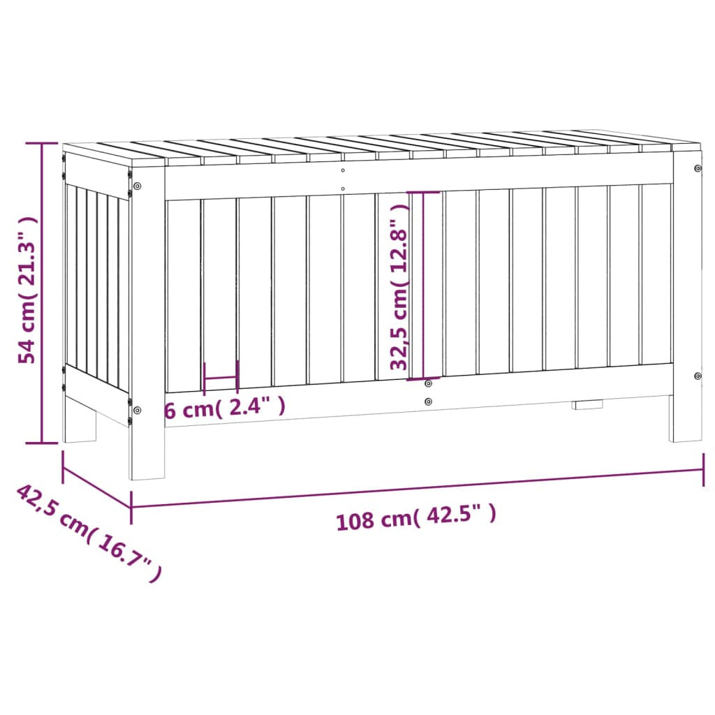 opbevaringskasse til haven 108x42,5x54 cm massivt fyrretræ grå