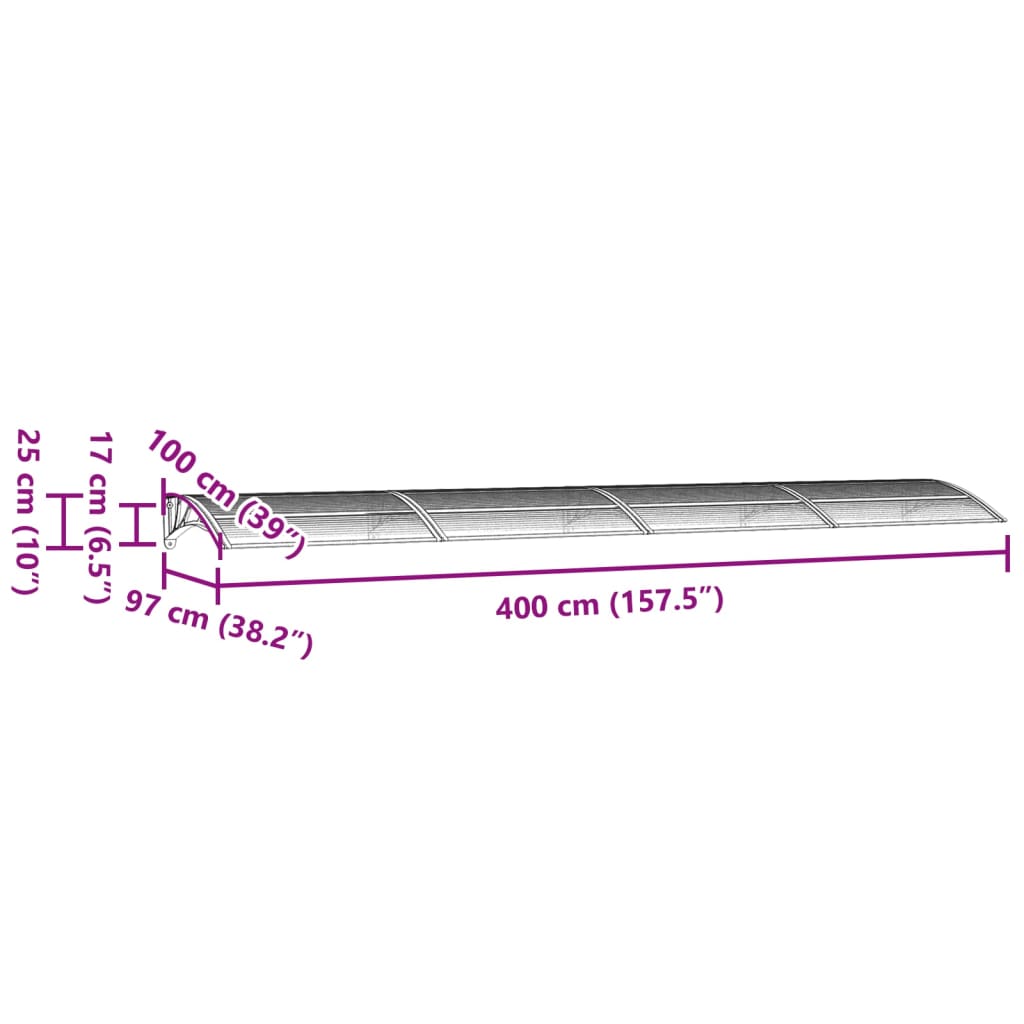 dørbaldakin 400x100 cm polycarbonat sort