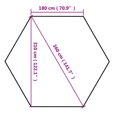 sekskantet pop op-telt 3,6x3,1 m foldbart 220 g/m² gråbrun