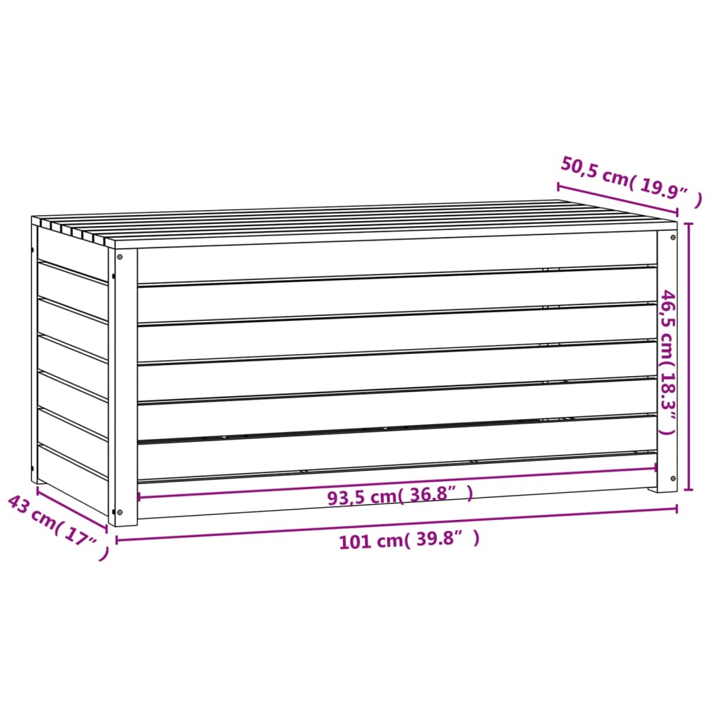 havekasse 101x50,5x46,5 cm massivt fyrretræ grå