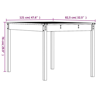 havebord 121x82,5x76 cm massivt fyrretræ grå