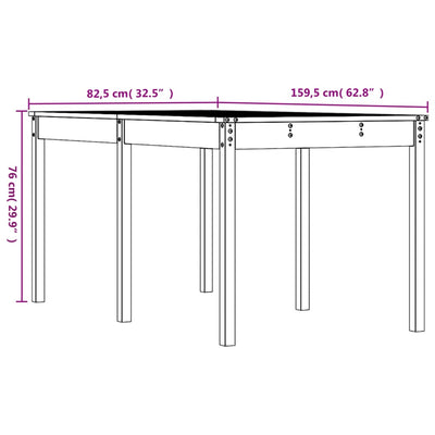 havebord 159,5x82,5x76 cm massivt fyrretræ