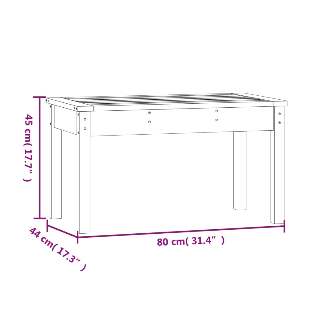 havebænk 80x44x45 cm massivt fyrretræ gyldenbrun