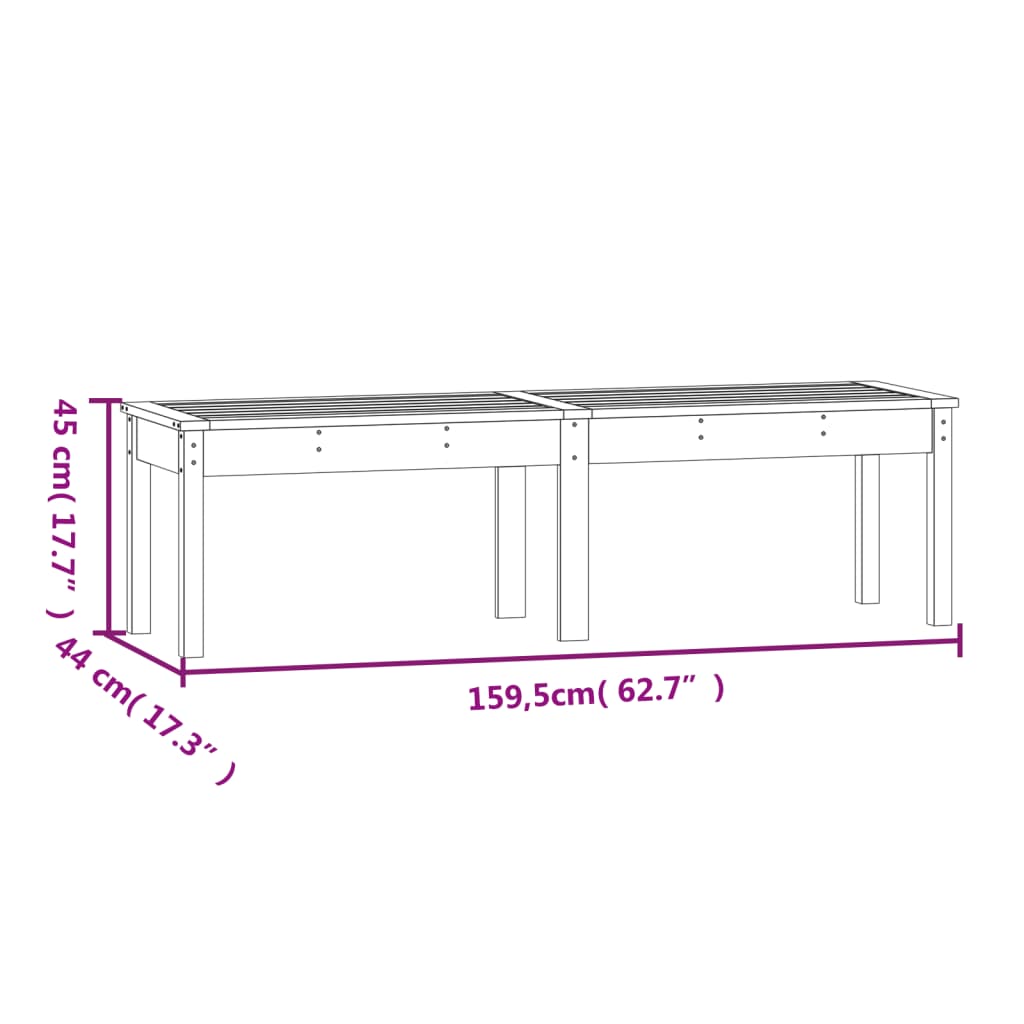 2-personers havebænk 109,5x44x45 cm massivt fyrretræ