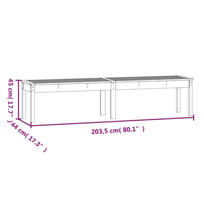 2-personers havebænk 203,5x44x45 cm massivt fyrretræ gyldenbrun