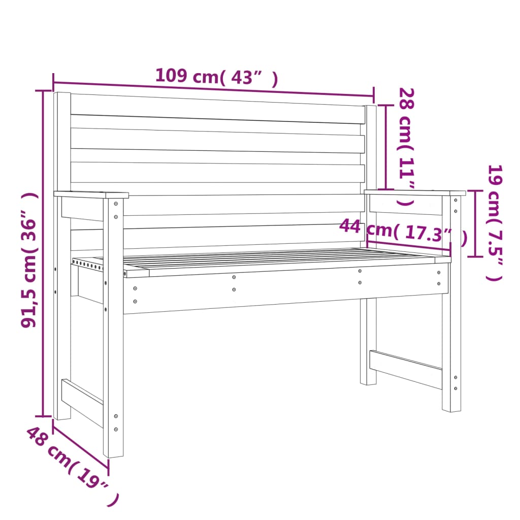 havebænk 109x48x91,5 cm massivt fyrretræ grå