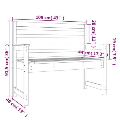 havebænk 109x48x91,5 cm massivt fyrretræ grå