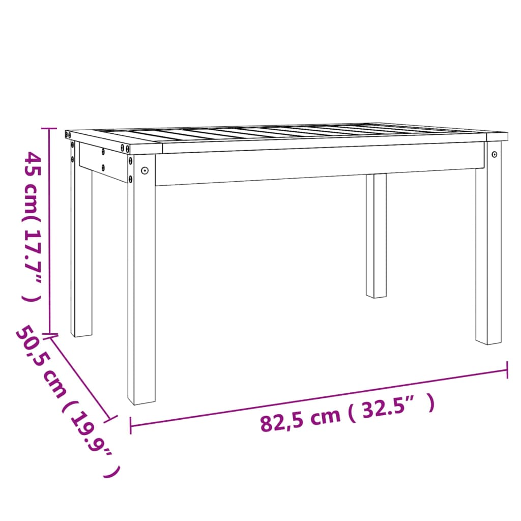 havebord 82,5x50,5x45 cm massivt fyrretræ