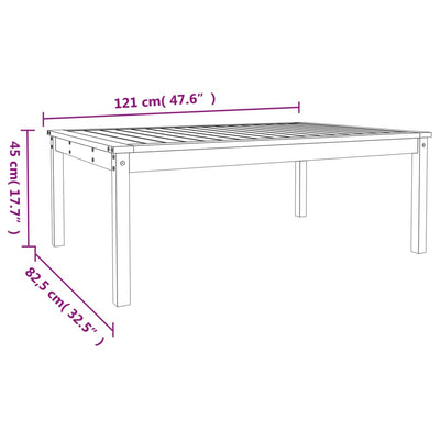 havebord 121x82,5x45 cm massivt fyrretræ hvid