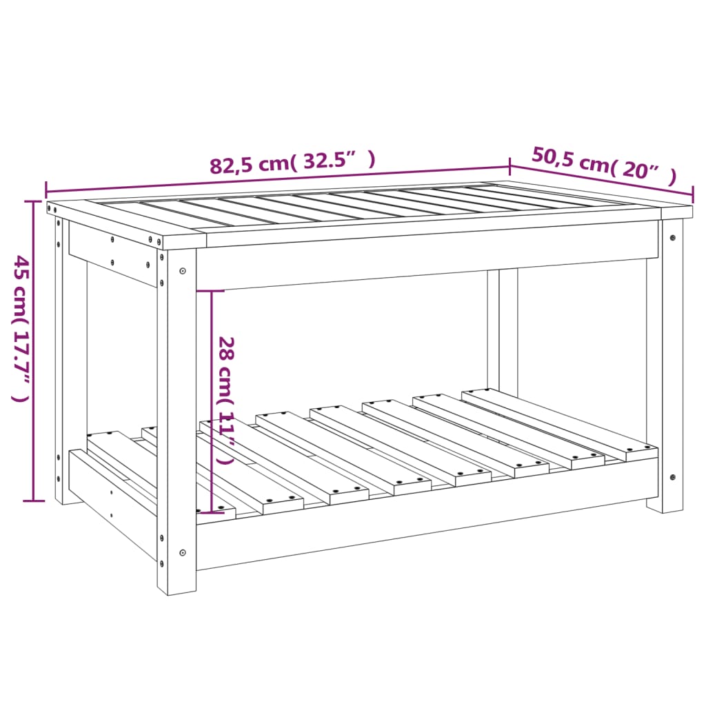 havebord 82,5x50,5x45 cm massivt fyrretræ gyldenbrun