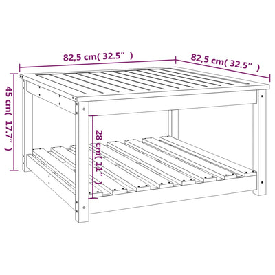 havebord 82,5x82,5x45 cm massivt fyrretræ