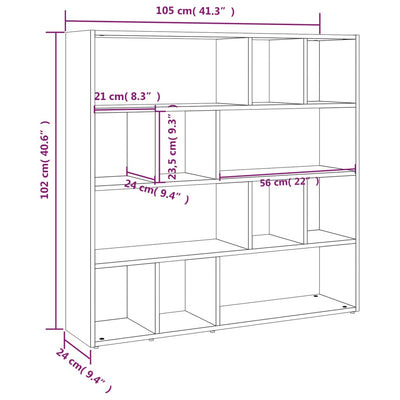 bogreol/rumdeler 105x24x102 cm hvid