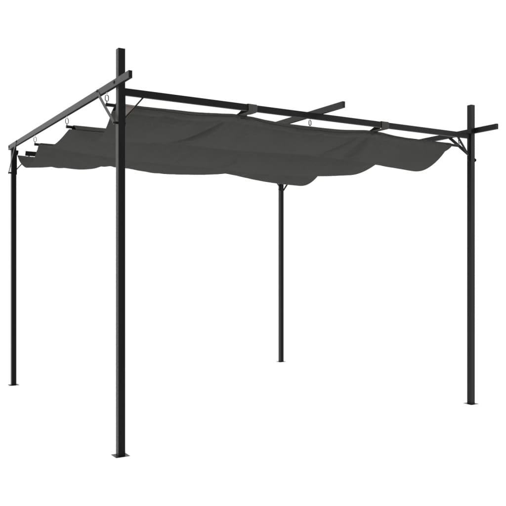 pergola med sammenrulleligt tag 295x292x230 cm antracitgrå