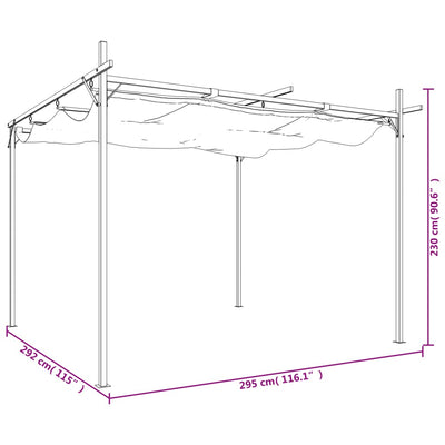 pergola med sammenrulleligt tag 295x292x230 cm antracitgrå