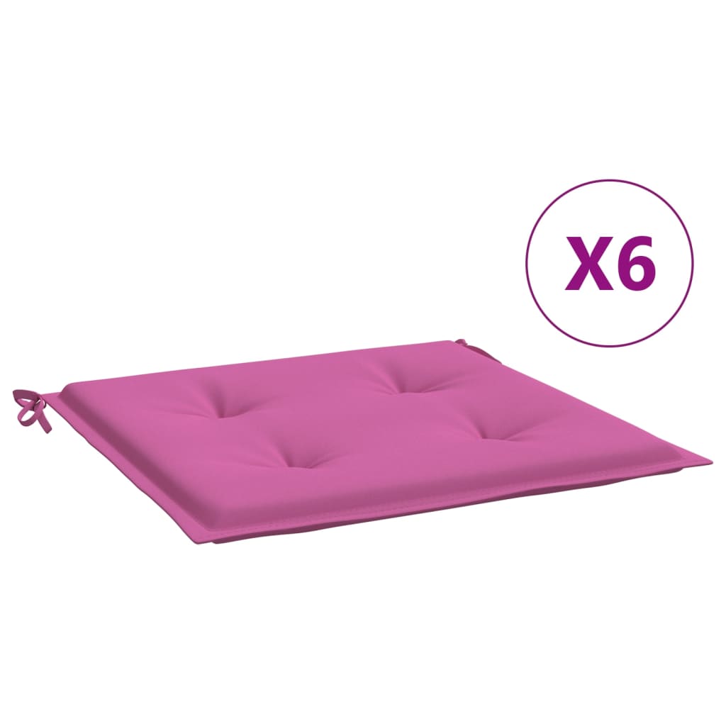 hynder til havestol 6 stk. 40x40x3 cm stof pink