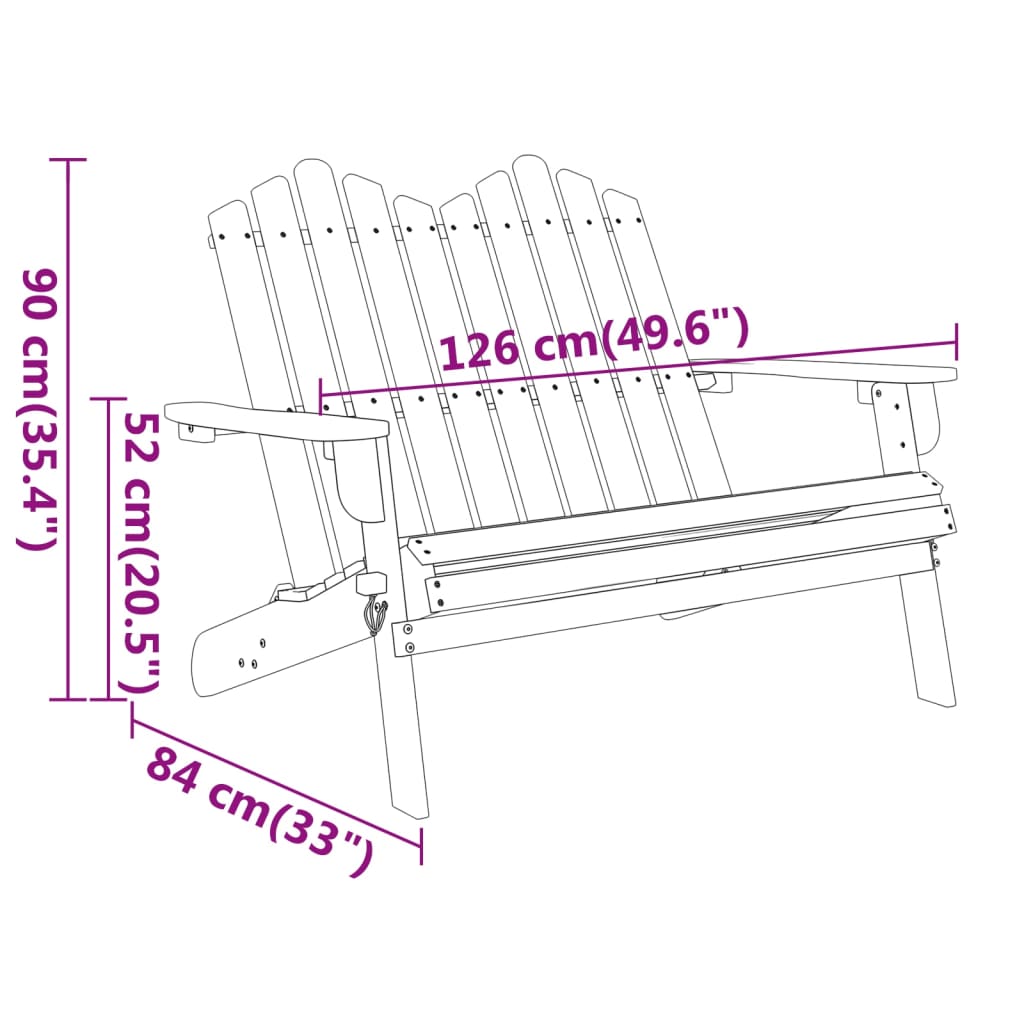 Adirondack-havebænk 126 cm massivt akacietræ