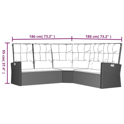 hjørnemodul til sofa med hynder polyrattan grå