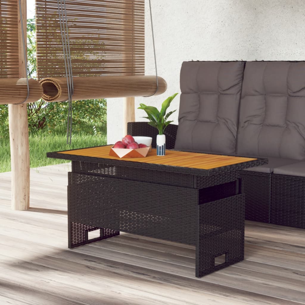 havebord 100x50x43/63 cm massivt akacietræ og polyrattan