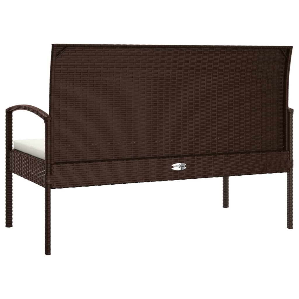 havebænk med hynde 105 cm polyrattan brun