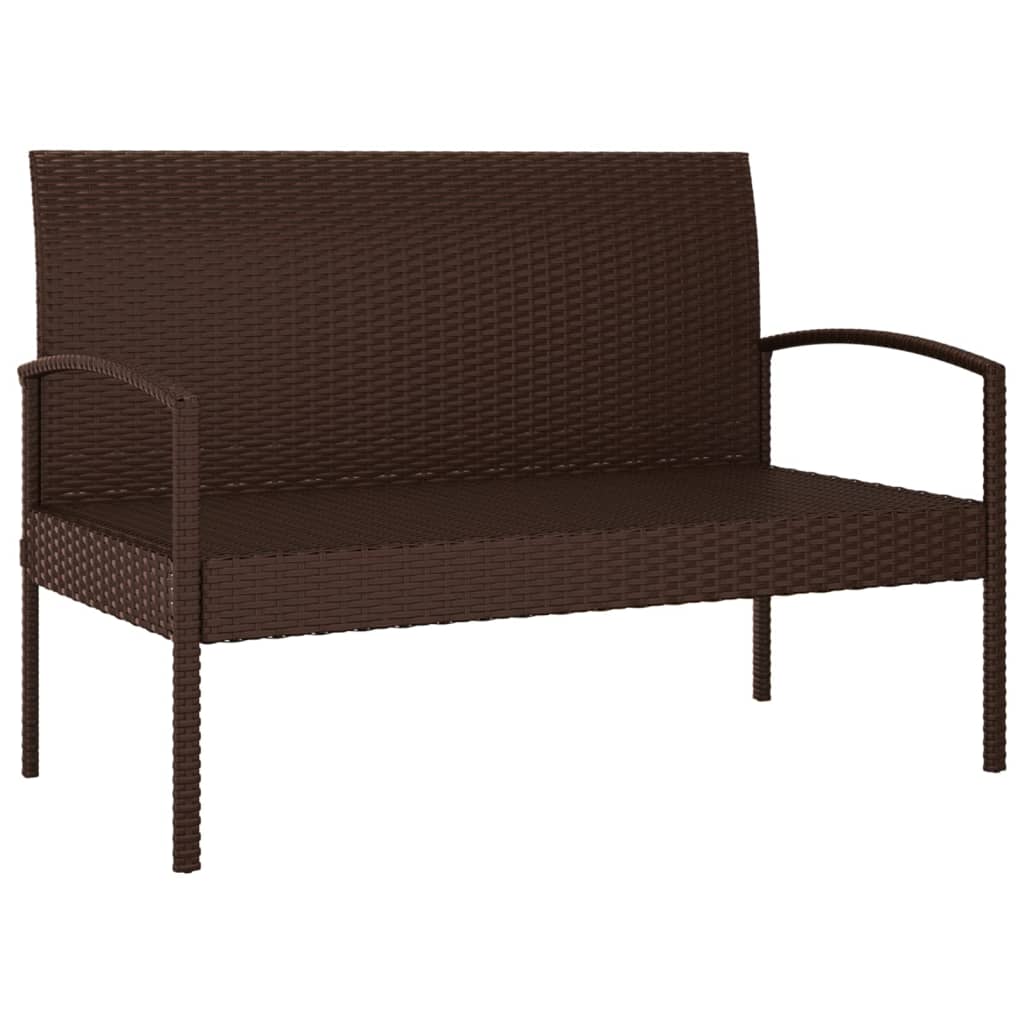 havebænk med hynde 105 cm polyrattan brun