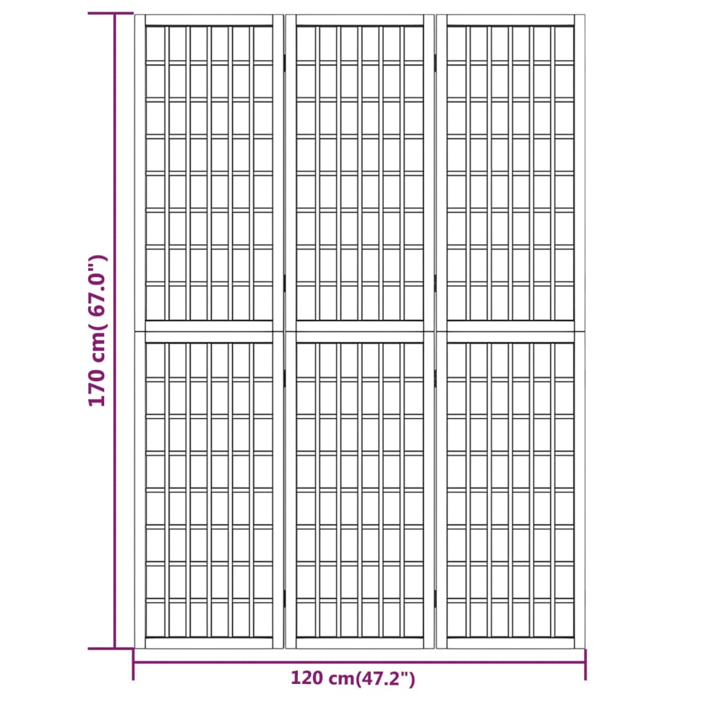 3-panels rumdeler 120x170 cm foldbar japansk stil