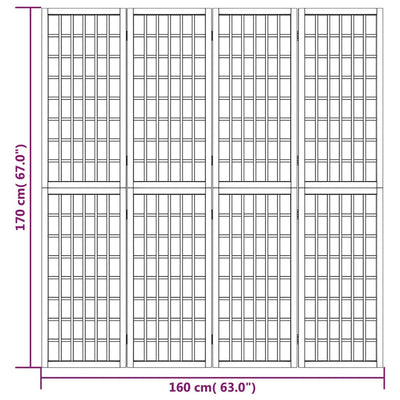 4-panels rumdeler 160x170 cm foldbar japansk stil sort