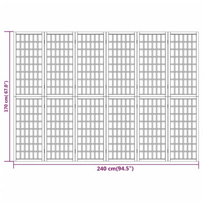 6-panels rumdeler 240x170 cm foldbar japansk stil sort