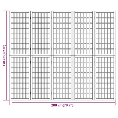 5-panels rumdeler 200x170 cm foldbar japansk stil