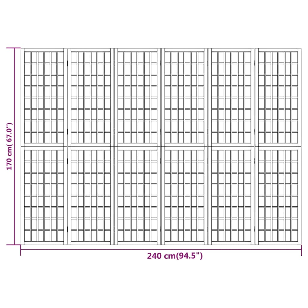 6-panels rumdeler 240x170 cm foldbar japansk stil