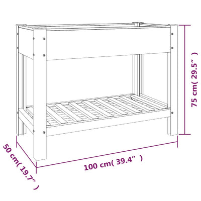 højbed med hylde 100x50x75 cm WPC grå