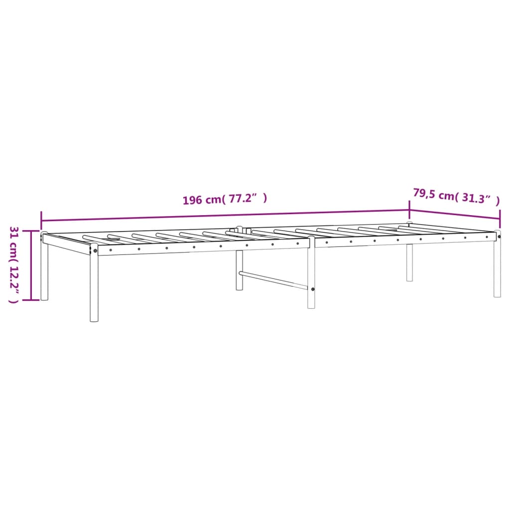 sengeramme 75x190 cm metal sort