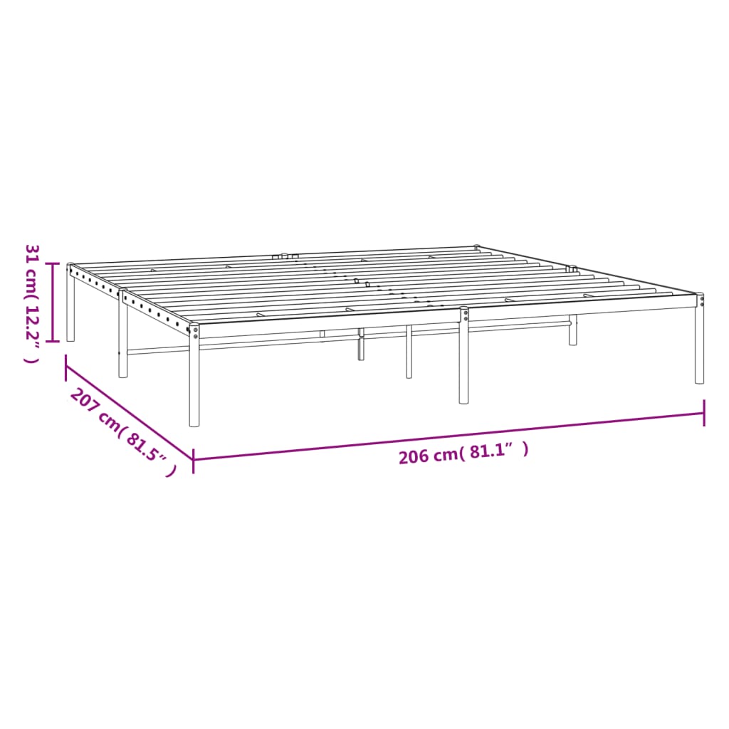 sengeramme 200x200 cm metal sort