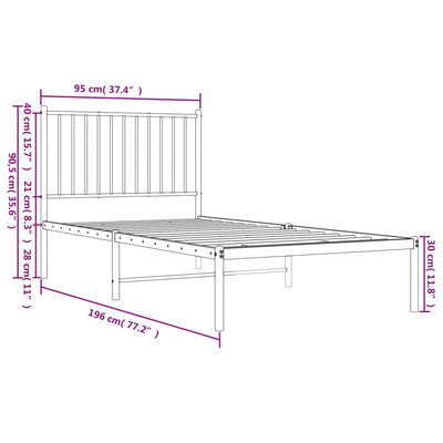 sengeramme med sengegavl 90x190 cm metal sort