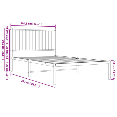 sengeramme med sengegavl 100x200 cm metal sort