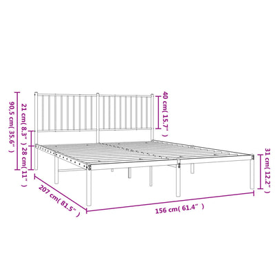 sengeramme med sengegavl 150x200 cm metal sort