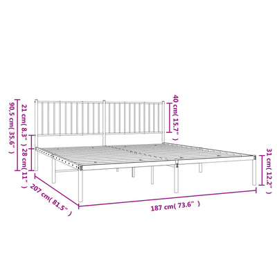 sengeramme med sengegavl 180x200 cm metal sort