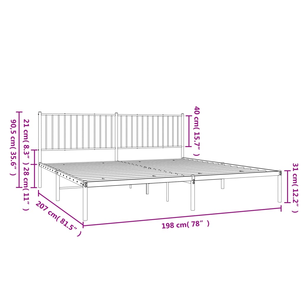 sengeramme med sengegavl 193x203 cm metal sort