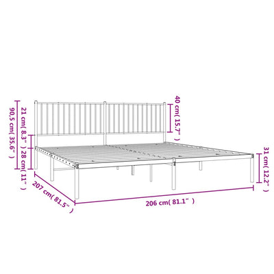 sengeramme med sengegavl 200x200 cm metal sort