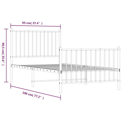 sengeramme med sengegavl og fodgærde 90x190 cm metal sort