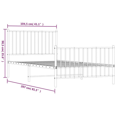 sengeramme med sengegavl og fodgærde 100x200 cm metal sort