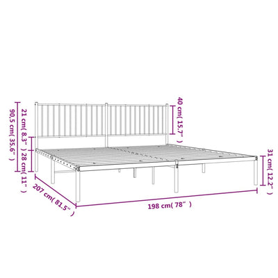 sengeramme med sengegavl 193x203 cm metal hvid